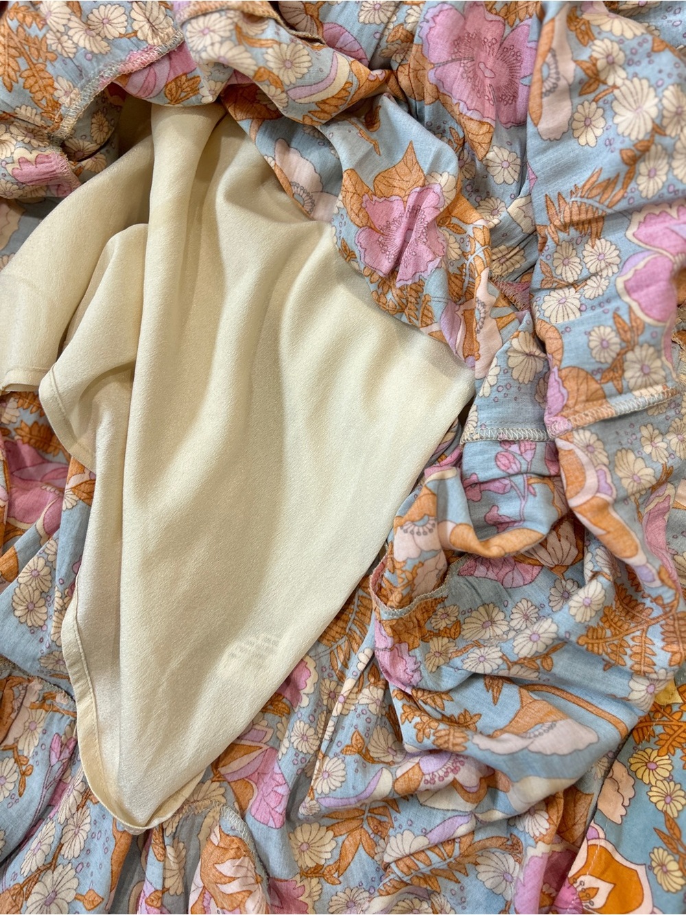 THML Blue Floral Maxi Dress with Pink & Orange Accents - Picture 7 of 8